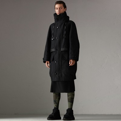 Cotone Con Tessuto Di Immagine Twill Doppiato TecniconeroBurberry Parka In FJclK1