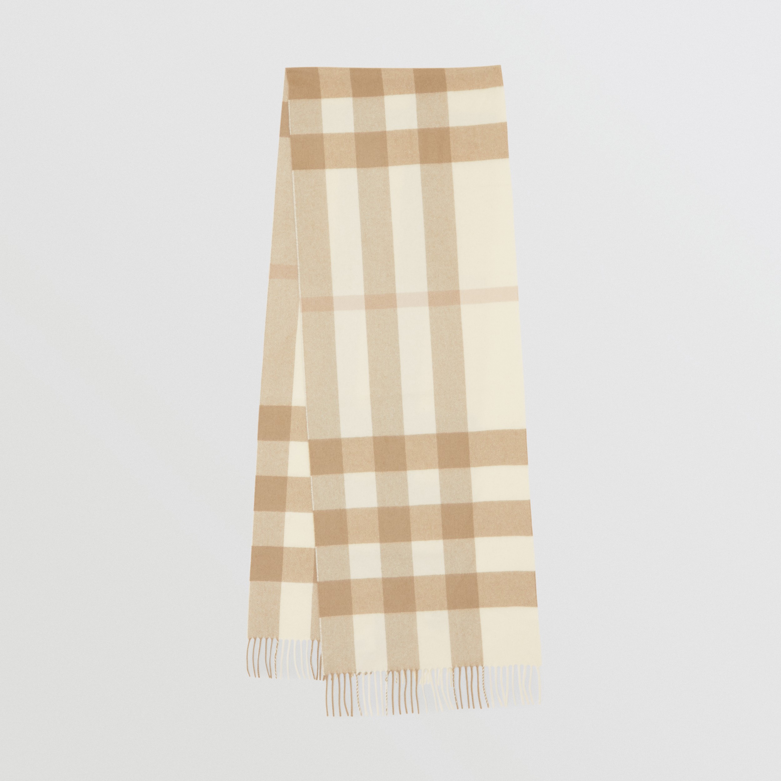 格纹羊绒围巾 (白色) | Burberry® 博柏利官网 - 1