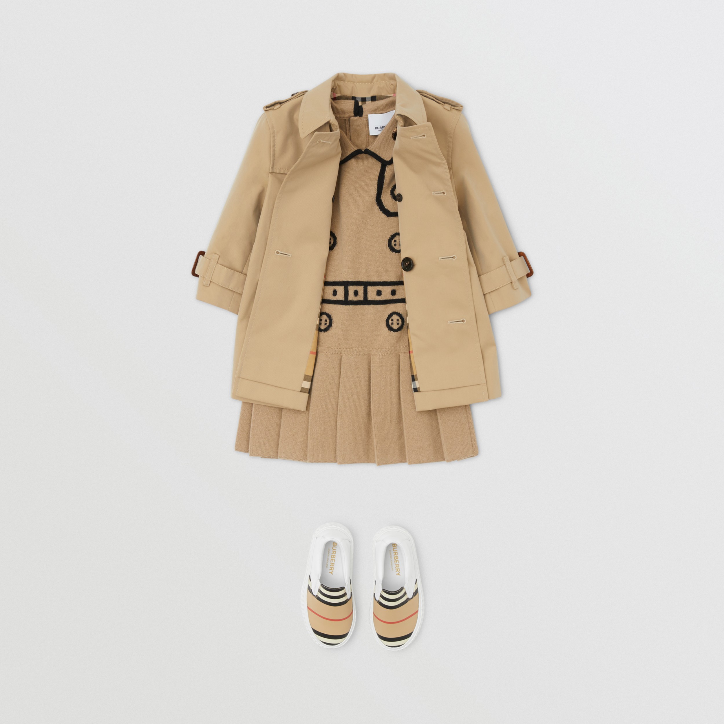 Trench En Gabardine De Coton Miel Enfant Burberry