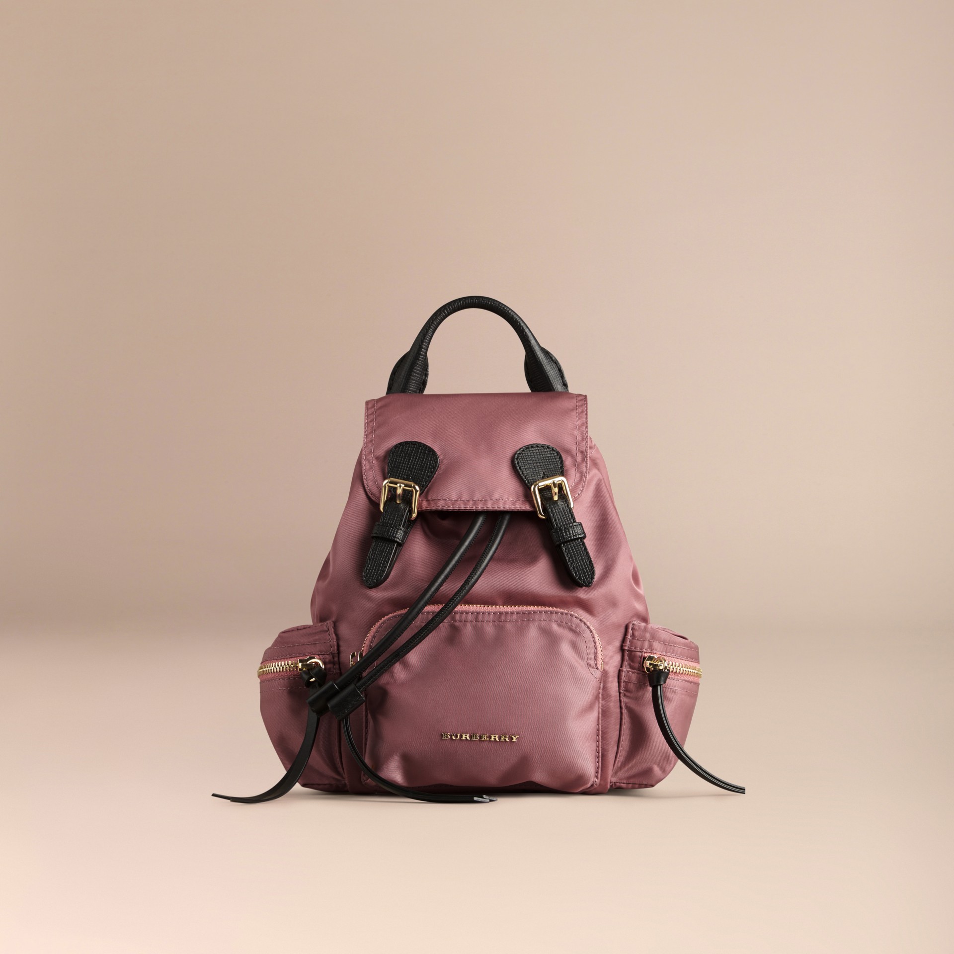 The Small Rucksack in Technical Nylon and Leather Mauve Pink | Burberry