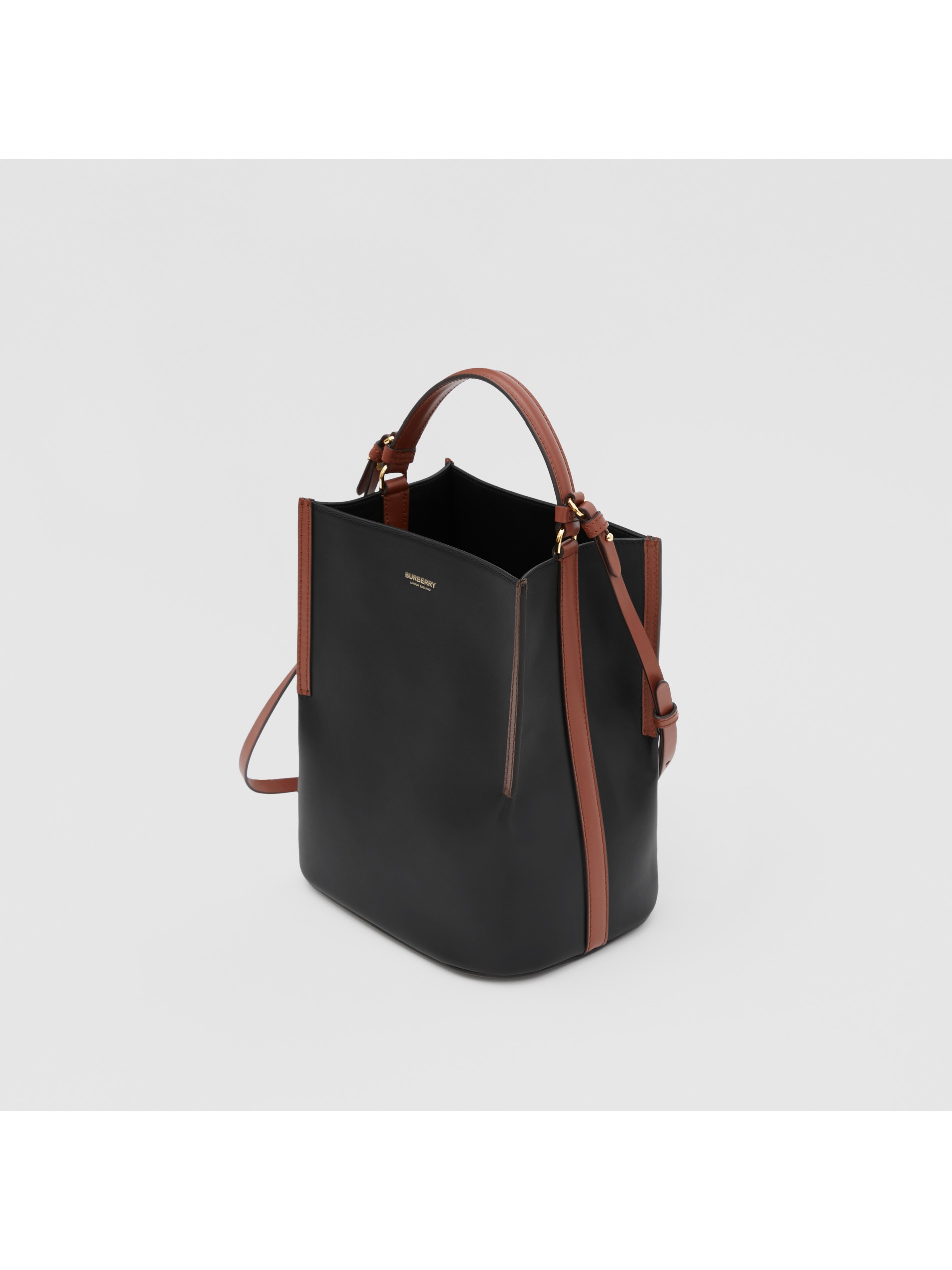 peggy - 小号双色皮革佩格水桶包 (黑色) - 女士 | burberry 博柏利