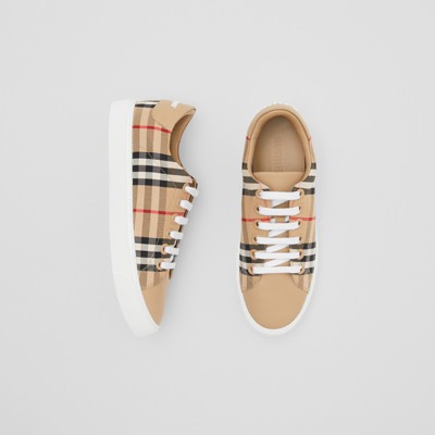 Vintage Check and Leather Sneakers in 