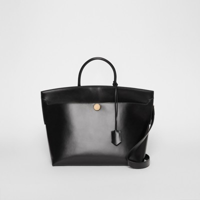 Leather Society Top Handle Bag in Black 
