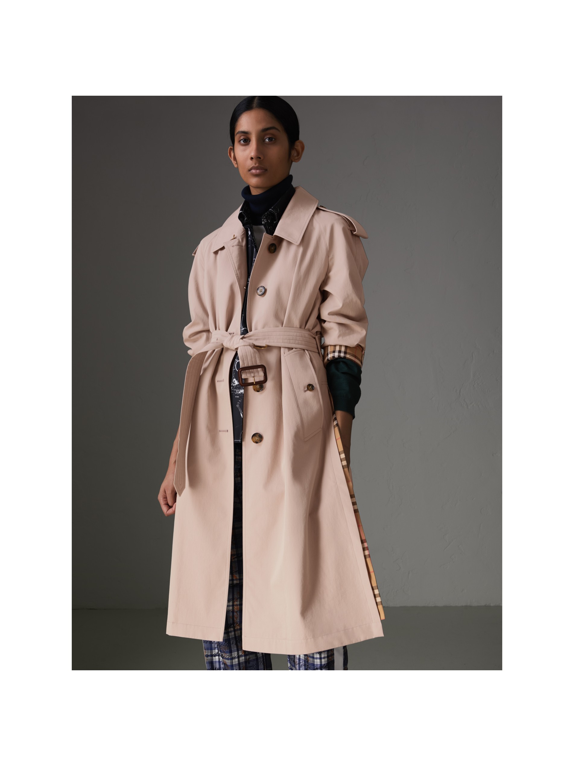 古典灰褐粉红 侧开衩轻薄嘎巴甸 trench 风衣 产品图片41