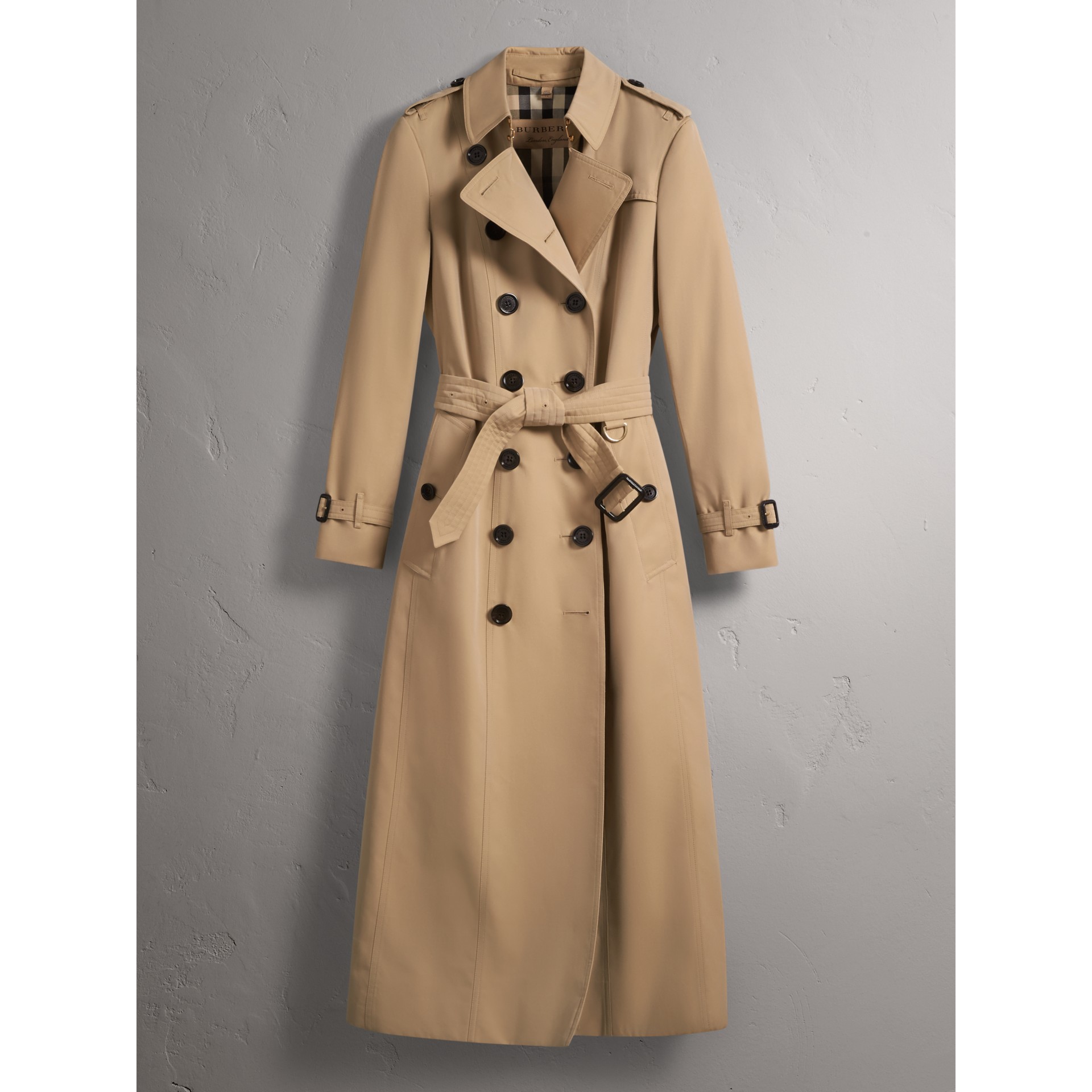 Long Cotton Gabardine Trench Coat in Honey Women Burberry United