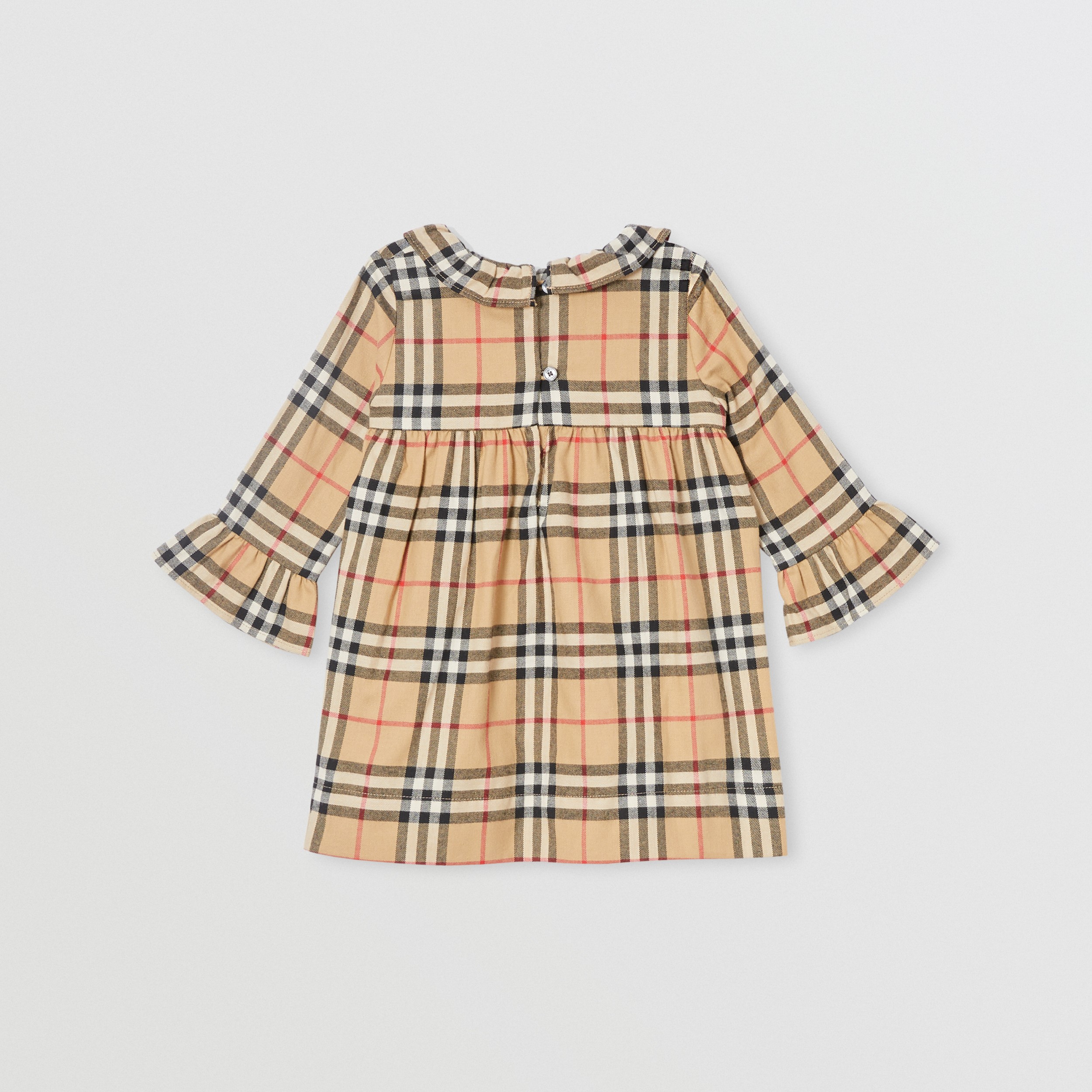 Long-sleeve Vintage Check Cotton Flannel Dress in Archive Beige ...