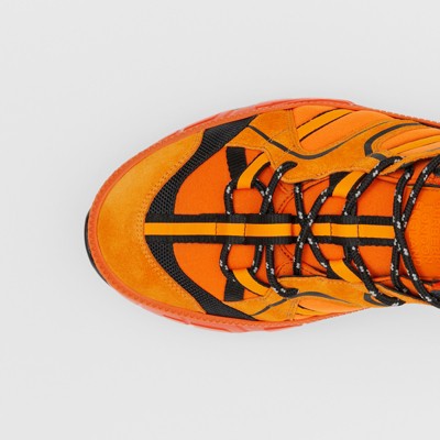 burberry metallic leather and nylon union sneakers