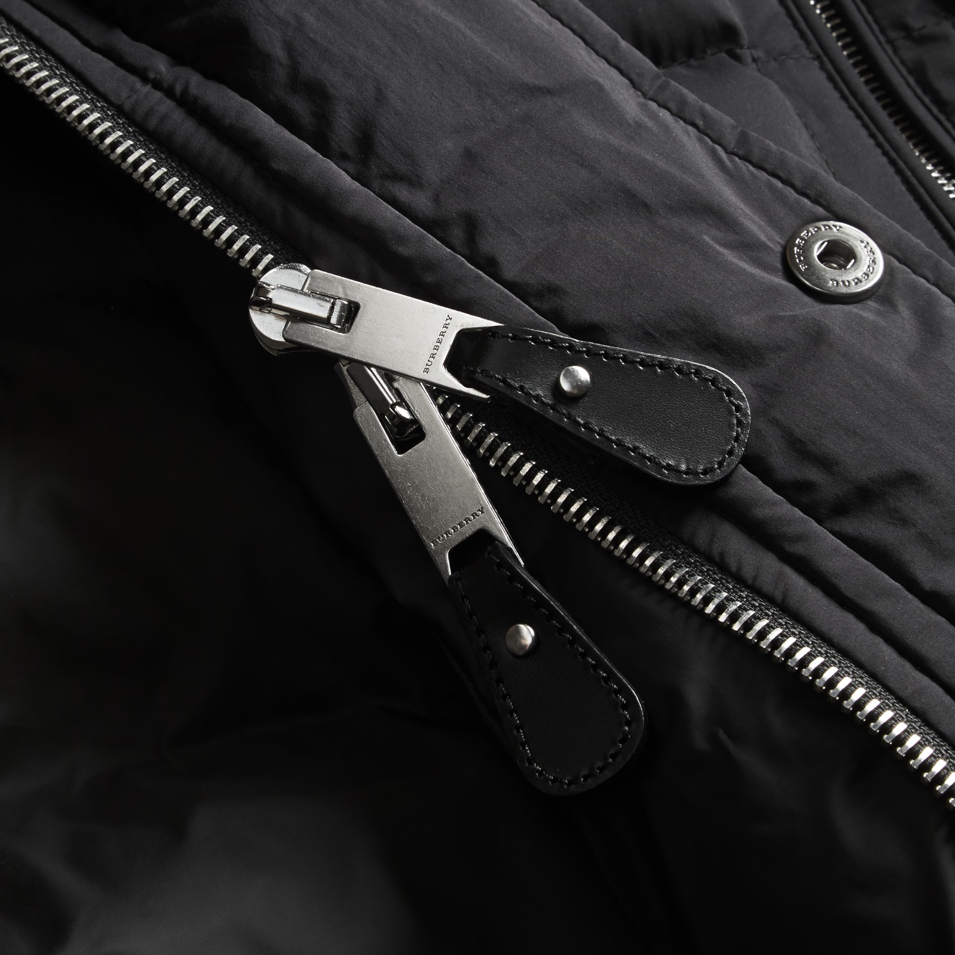 Downfilled Hooded Jacket with Detachable Sleeves Black Burberry