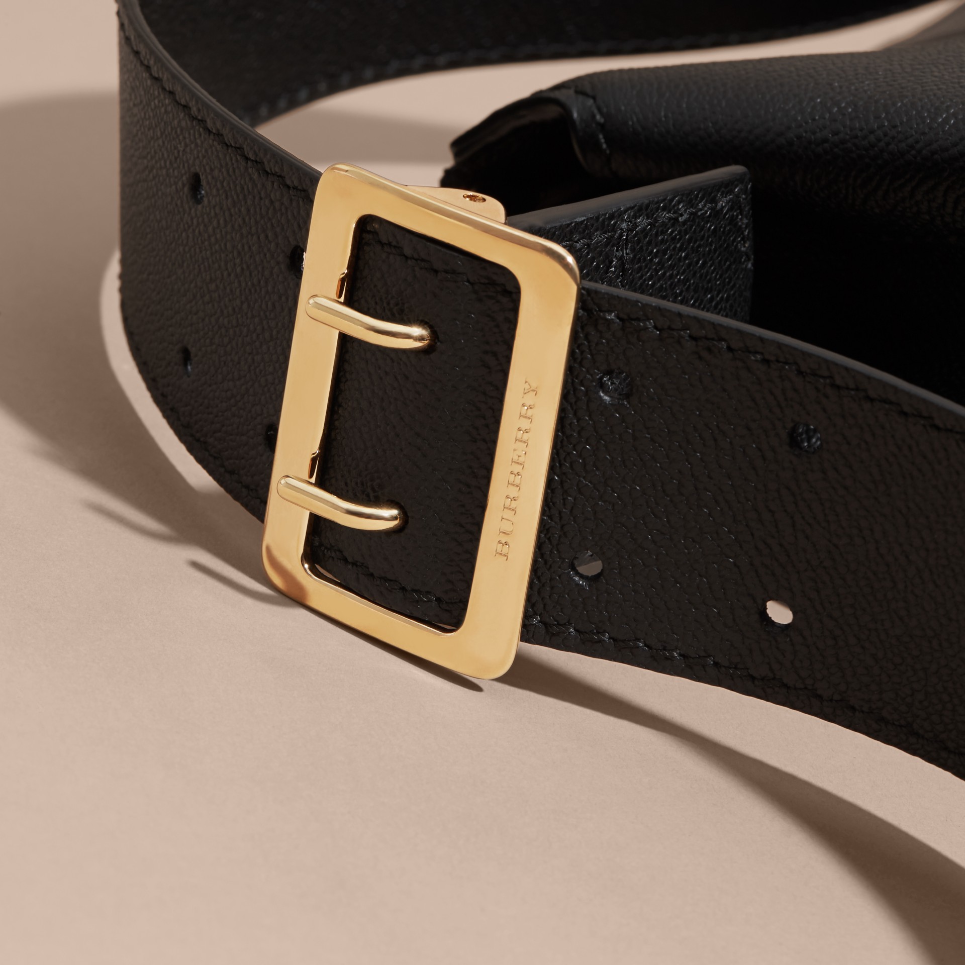 Buckle Detail Leather Crossbody Bag Black Burberry