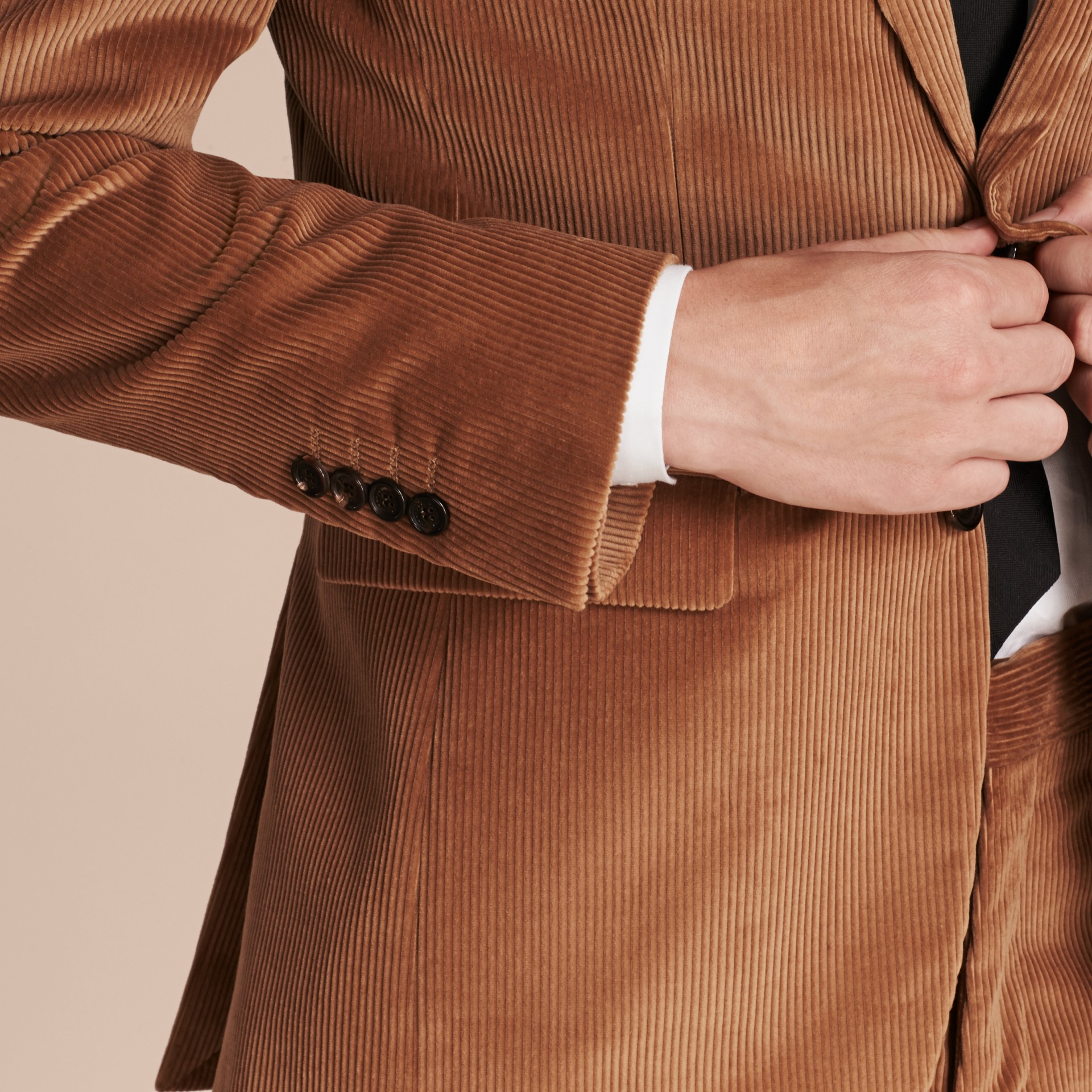 Slim Fit Cotton Corduroy Jacket Camel Burberry