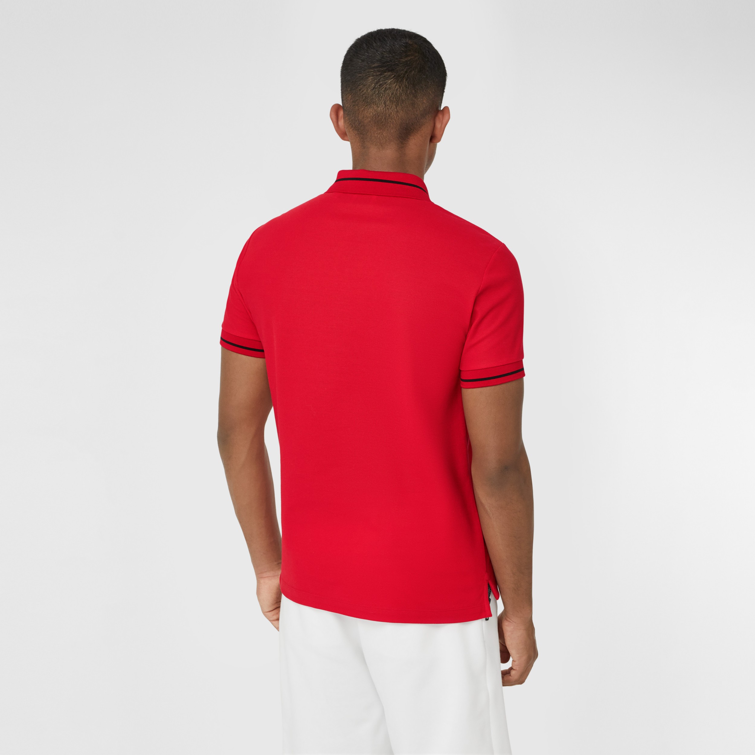 Logo Appliqué Cotton Piqué Polo Shirt in Bright Red - Men | Burberry ...