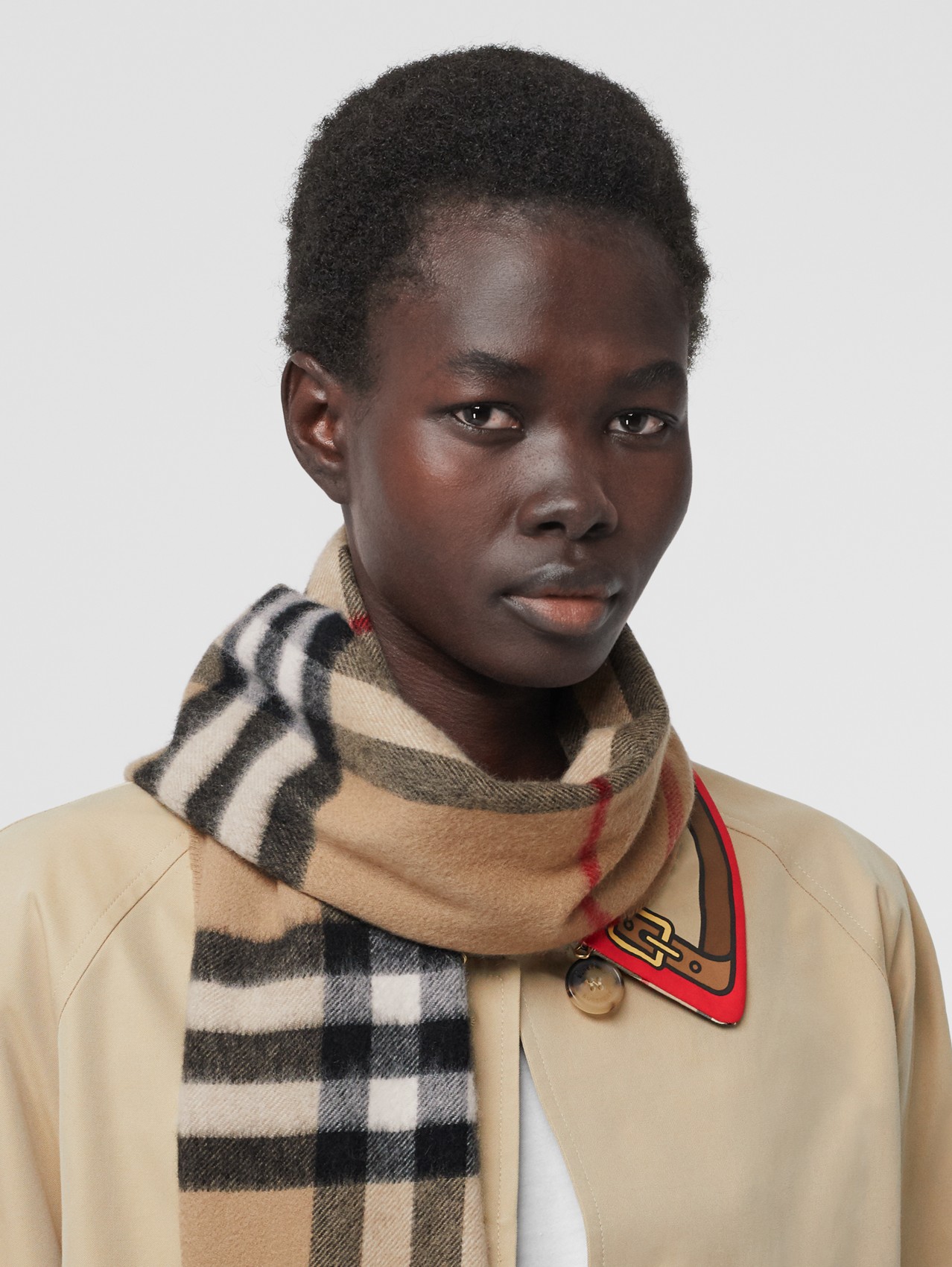 The Classic Check Cashmere Scarf in Archive Beige
