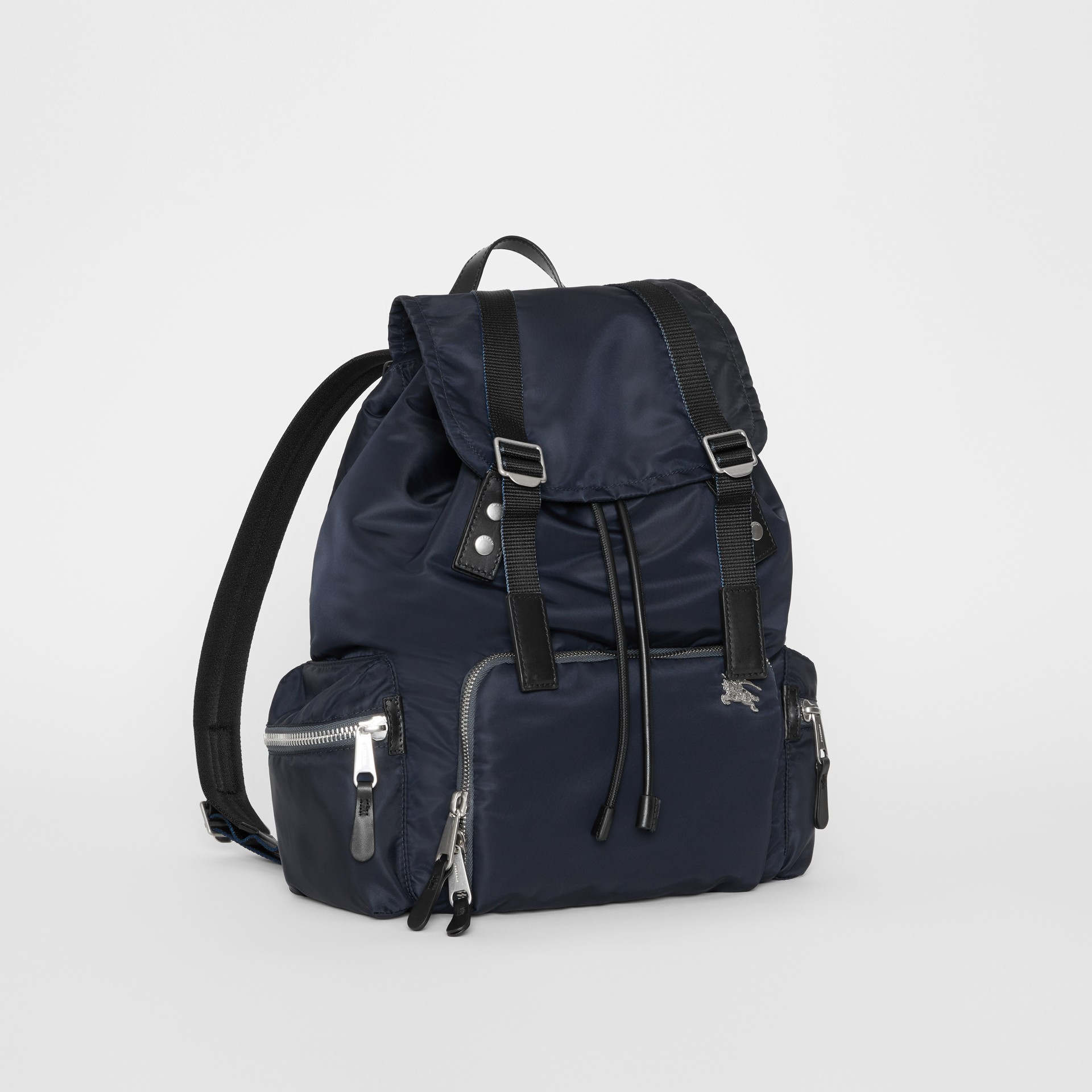 The Large Rucksack in Aviator Nylon and Leather in Ink Blue - Men ...
