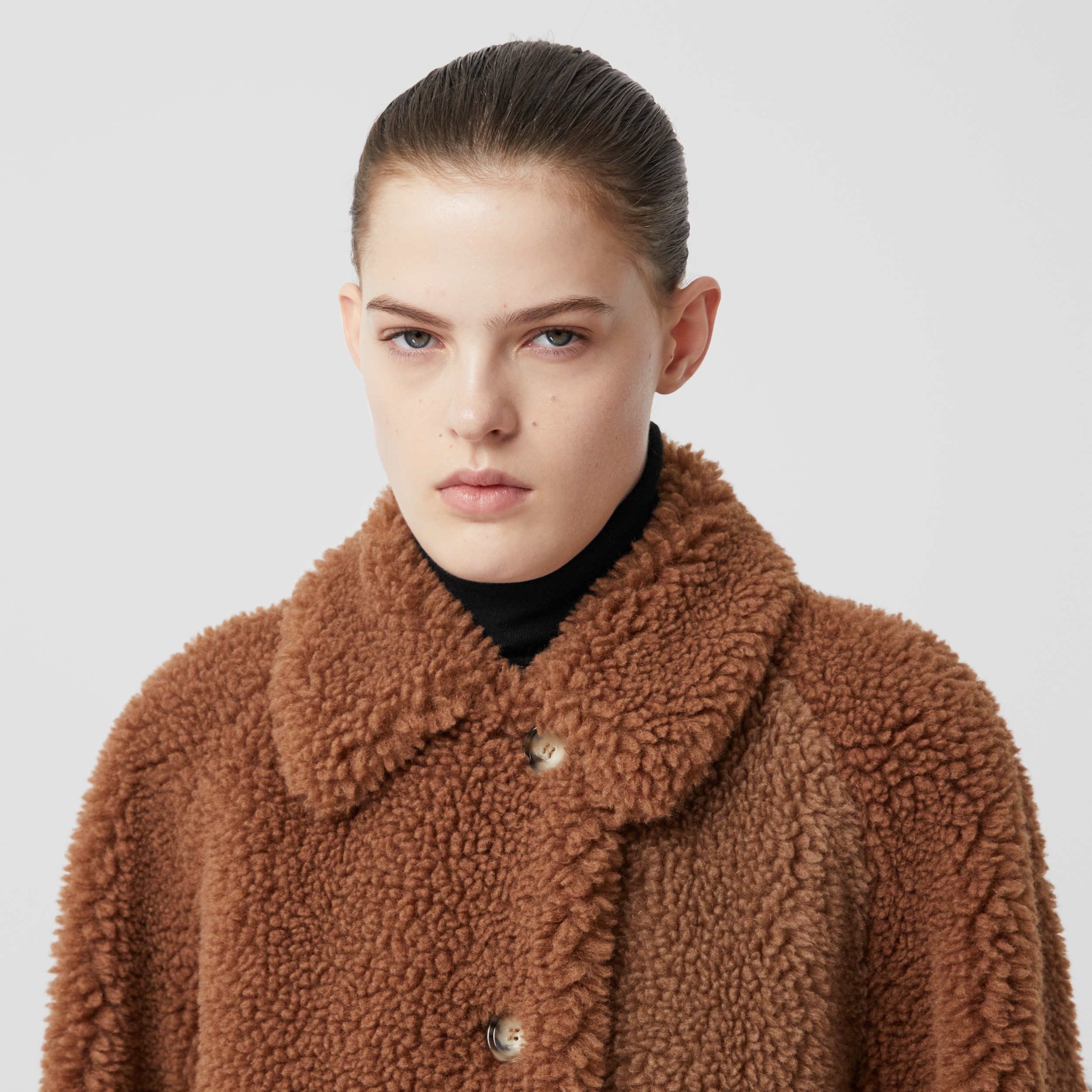 Faux Shearling and Camel Hair Blend Coat in Brown - Women | Burberry ...