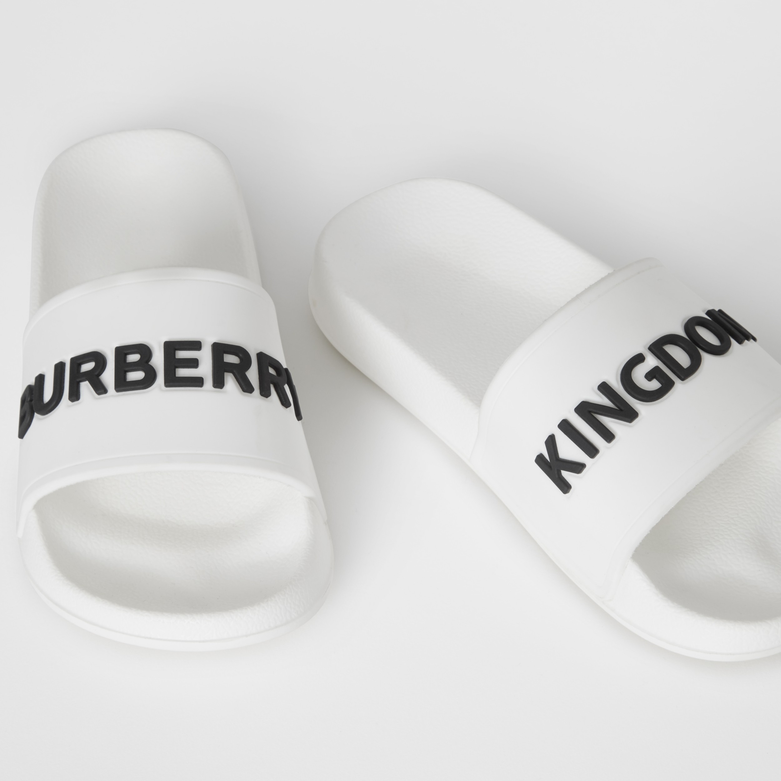 Kingdom Motif Slides in Optic White/black - Children | Burberry United ...
