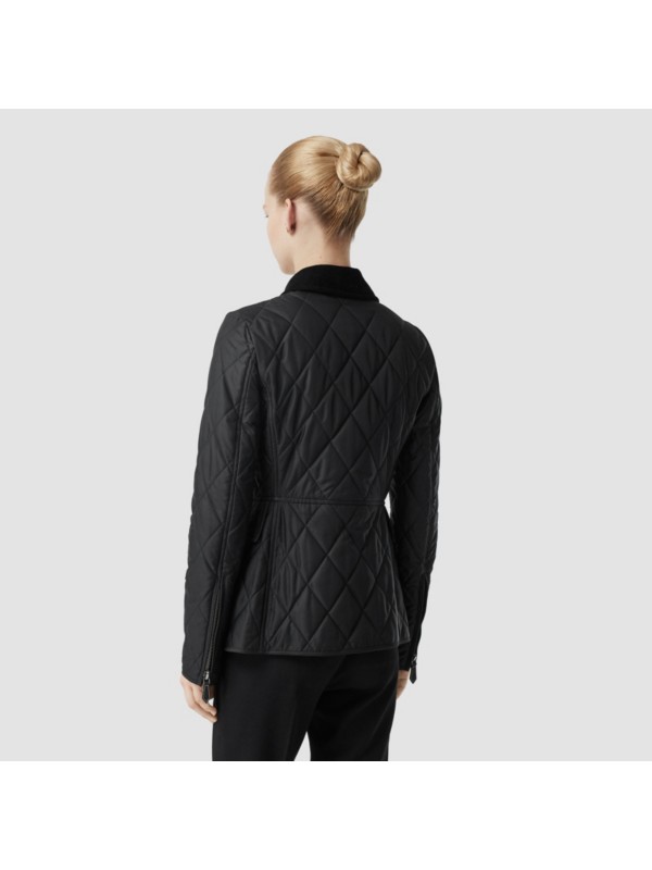 Monogram Motif Quilted Riding Jacket in Black - Women | Burberry United ...