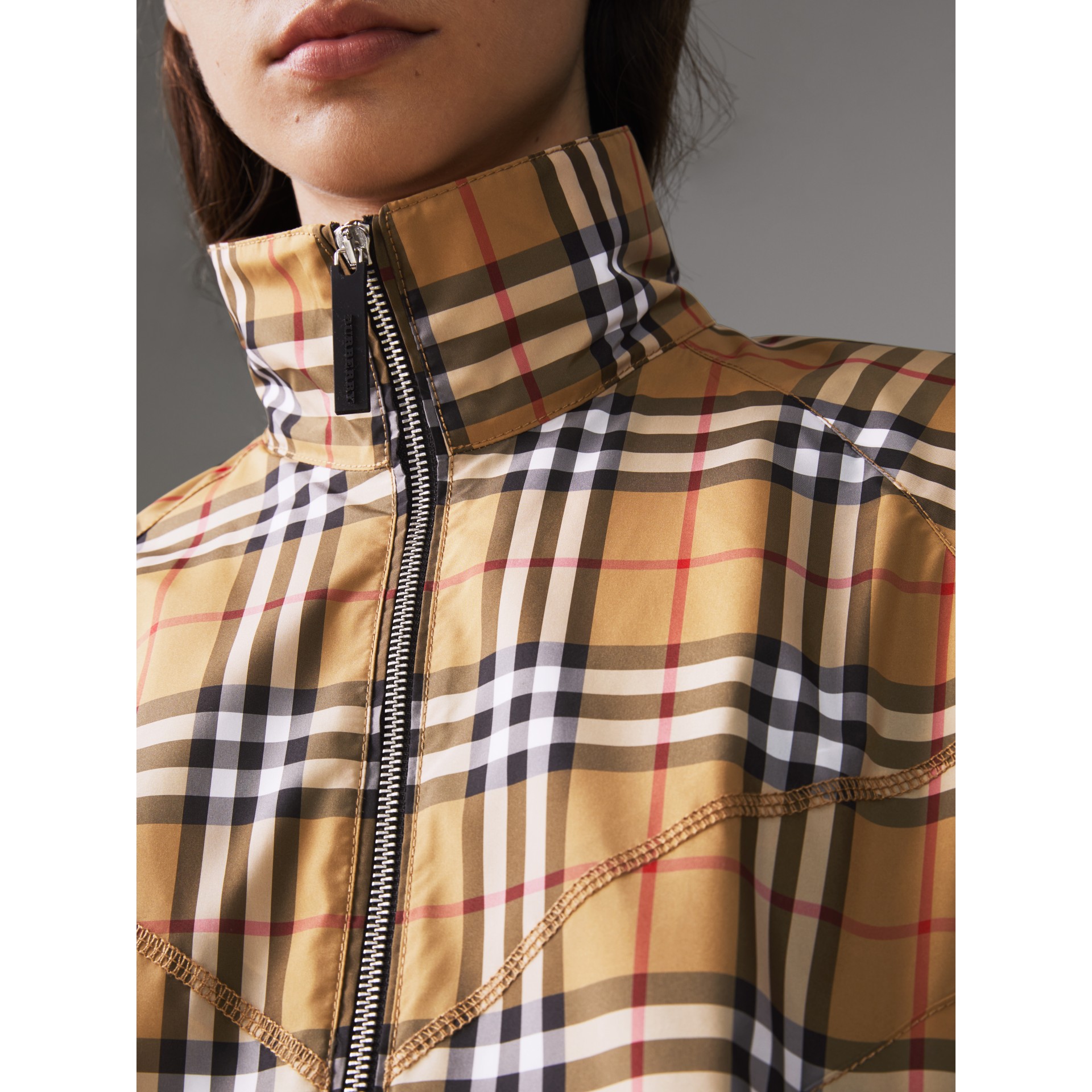 burberry 缉明线细节 vintage 格纹哈林顿外套 in yellow & orange