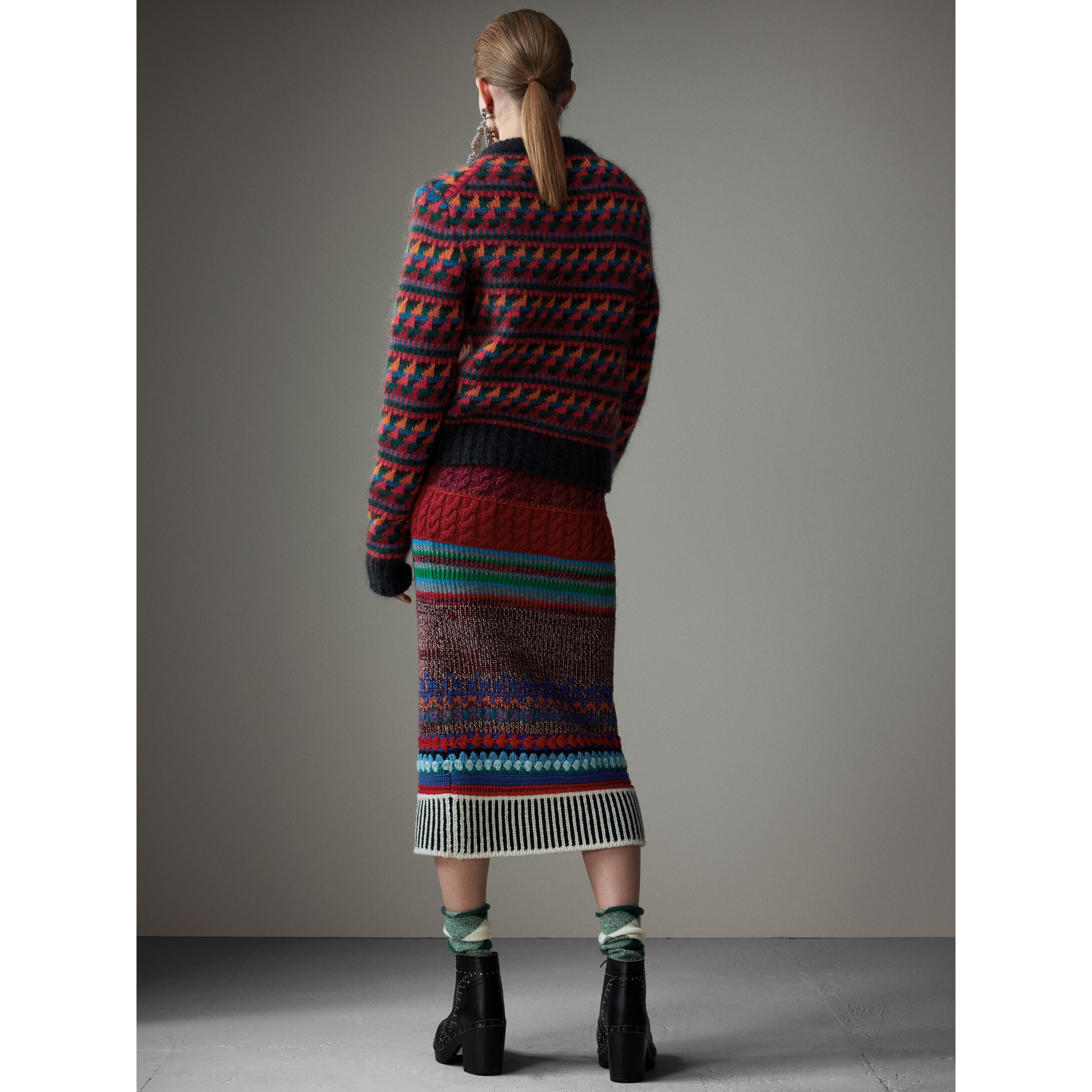 BURBERRY Hand-Crocheted Detail Cashmere Wool Blend Skirt, Multicolour ...