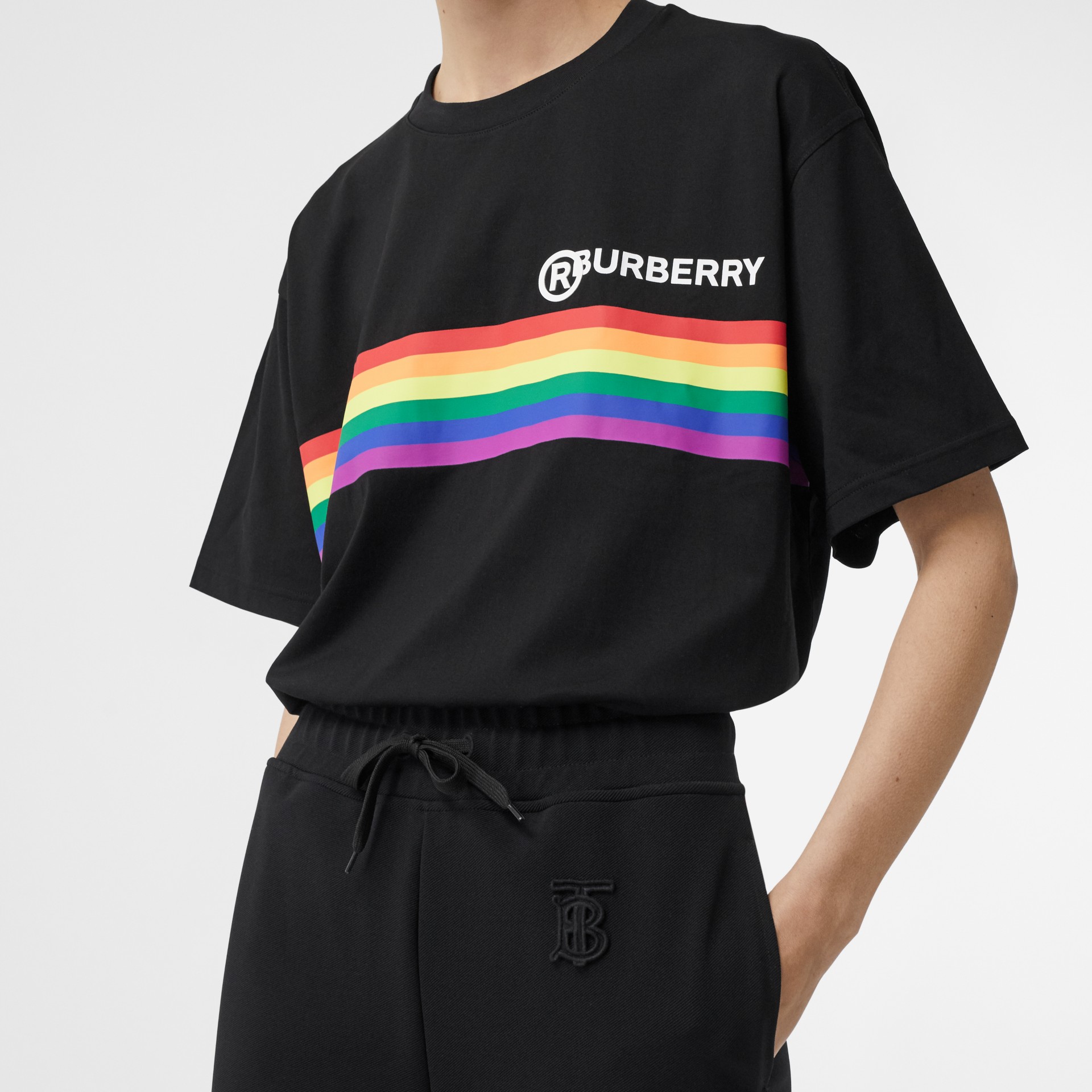 t shirt with rainbow stripe