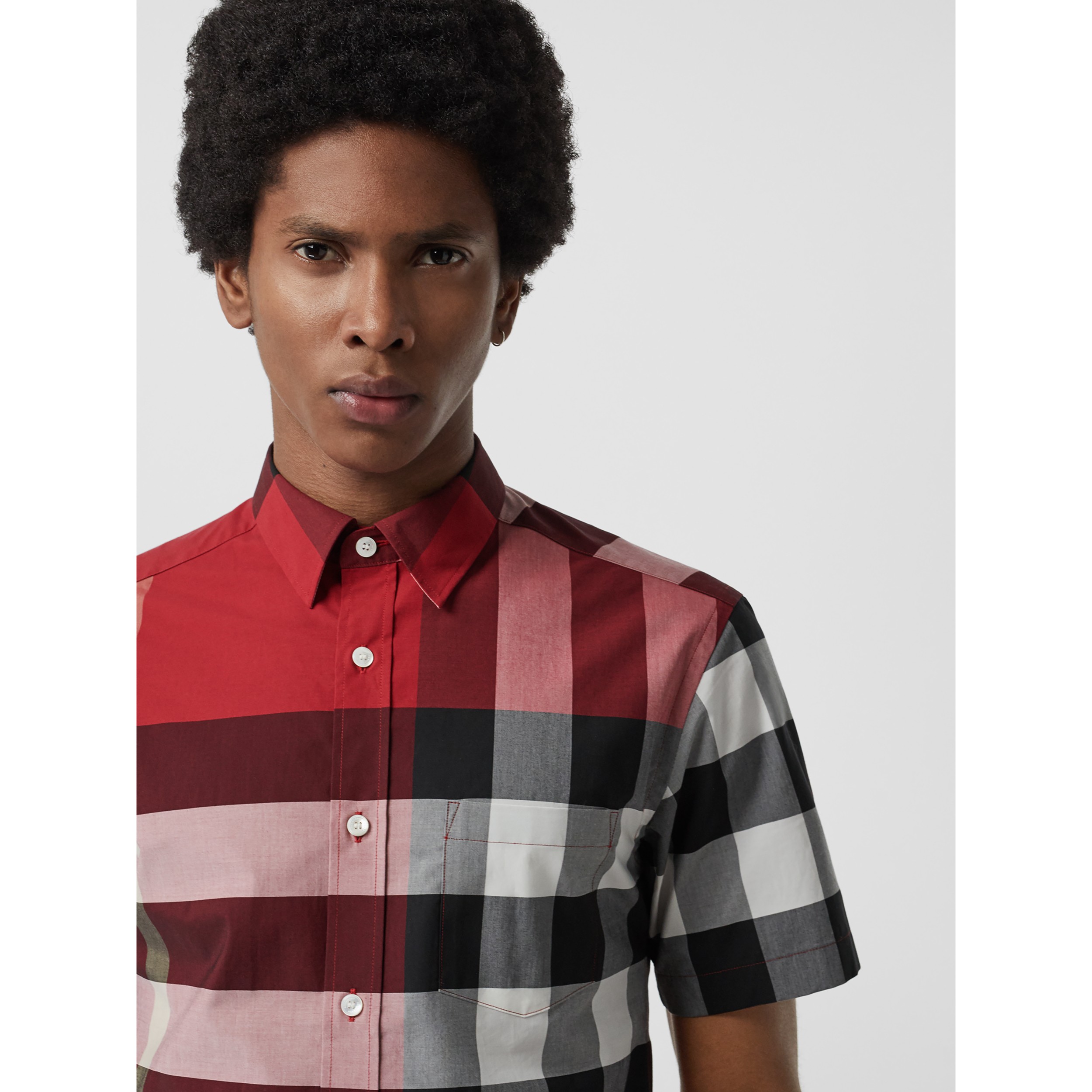 mens short sleeve check shirt