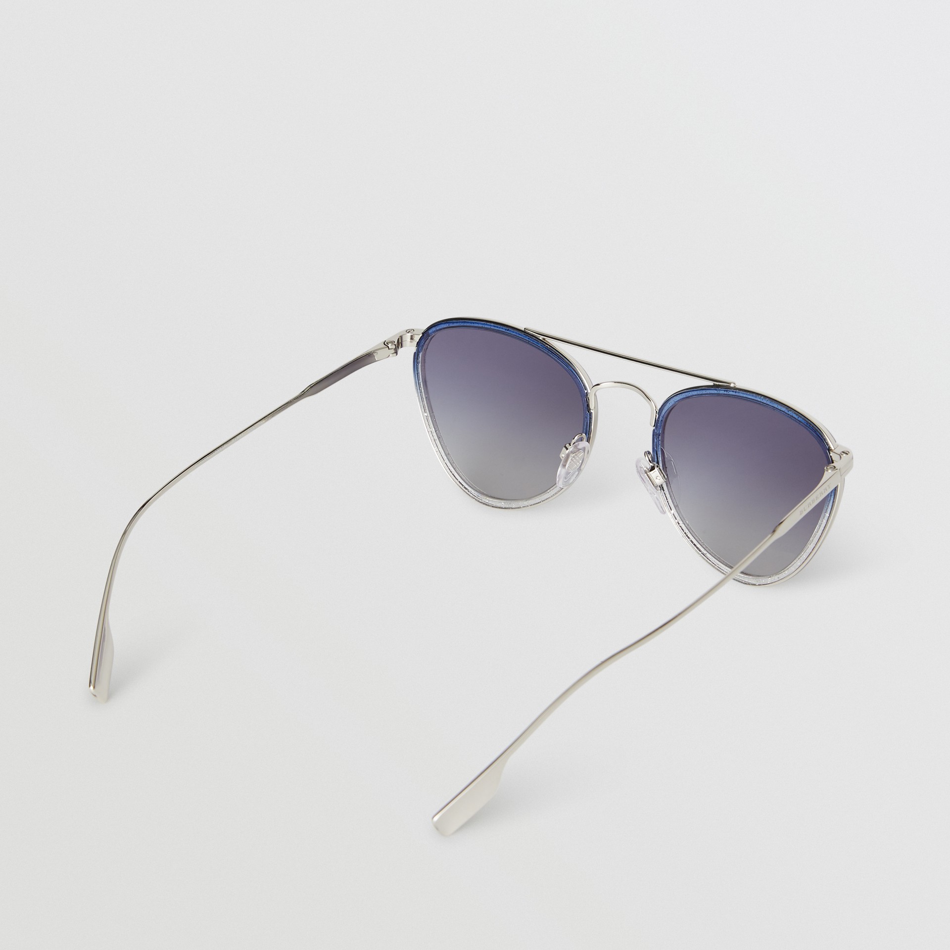 Glitter Detail Pilot Sunglasses in Blue - Women | Burberry United States