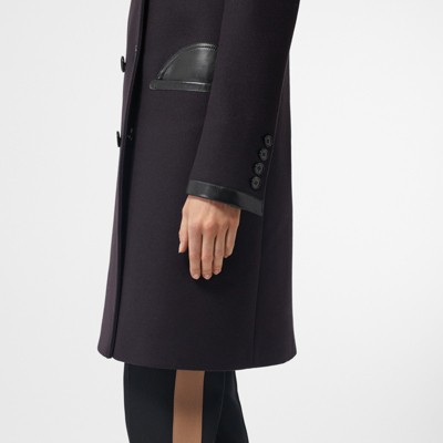 lambskin trim wool cashmere blend tailored coat