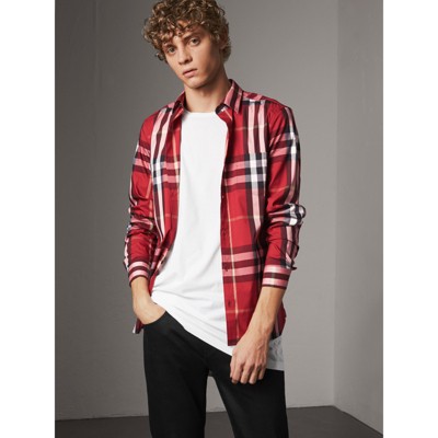 red burberry shirt for men