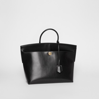 Leather Society Top Handle Bag in Black 