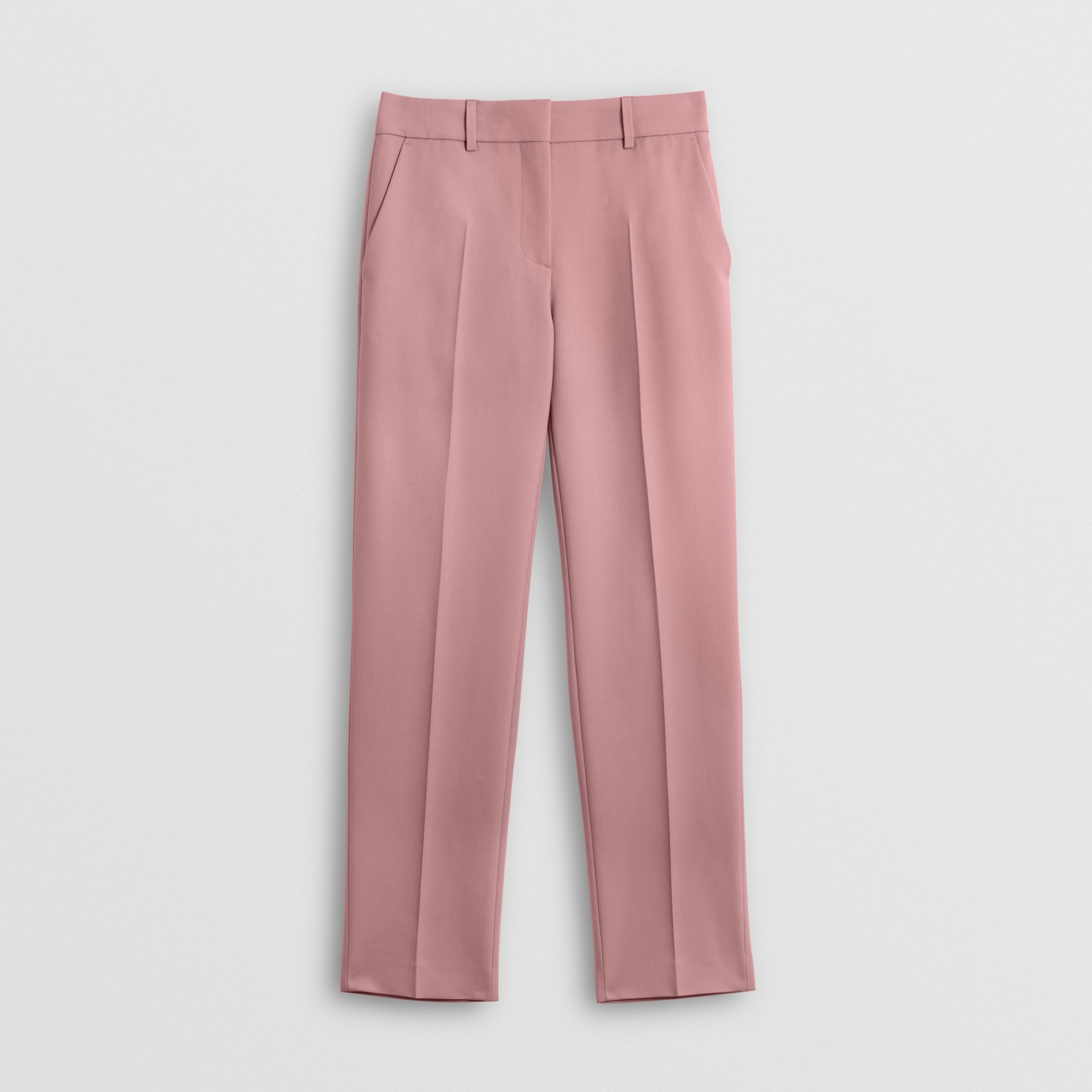 Straight Fit Wool Blend Tailored Trousers in Chalk Pink - Women ...