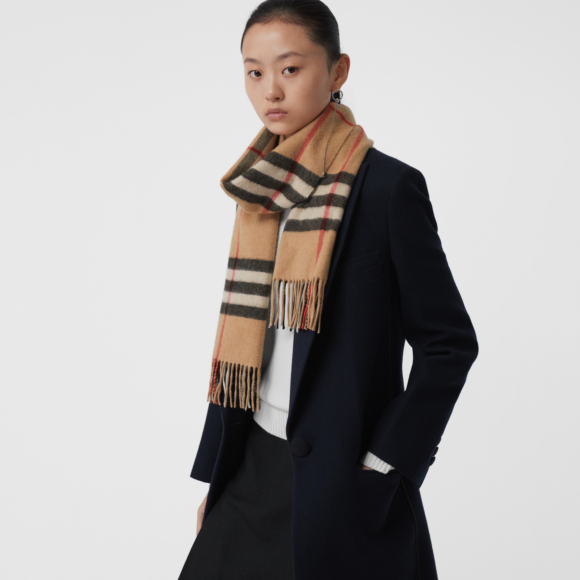 The Classic Check Cashmere Scarf in Camel | Burberry United States