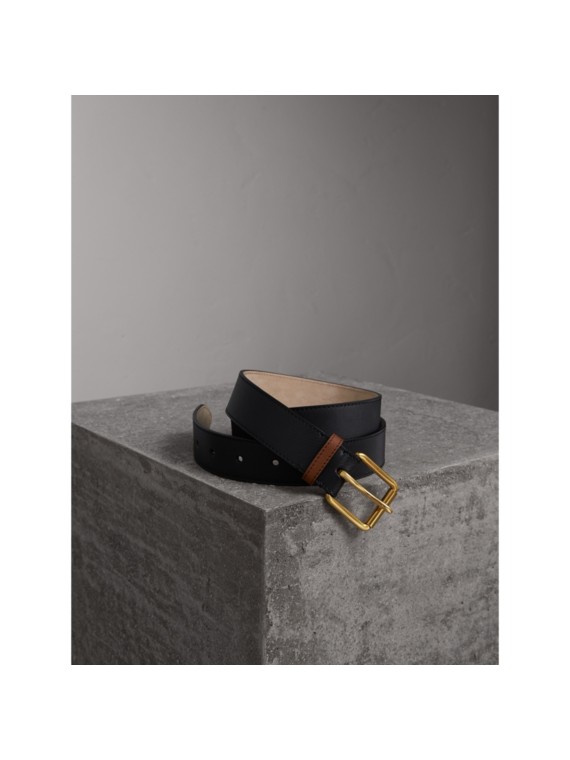 mens black burberry belt