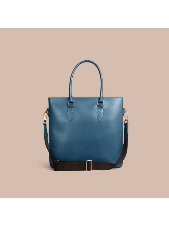 London Leather Tote Bag Mineral Blue | Burberry