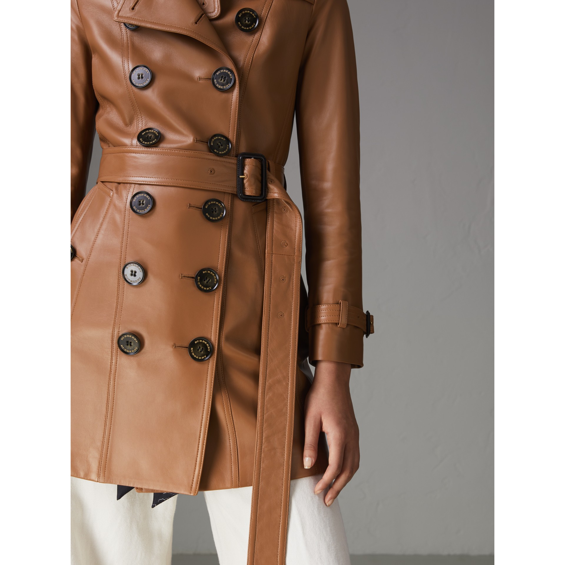 Sandringham Fit Lambskin Trench Coat in Caramel Burberry United States