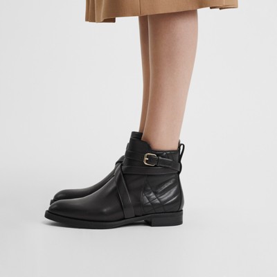 Strap Detail Quilted Leather Ankle 