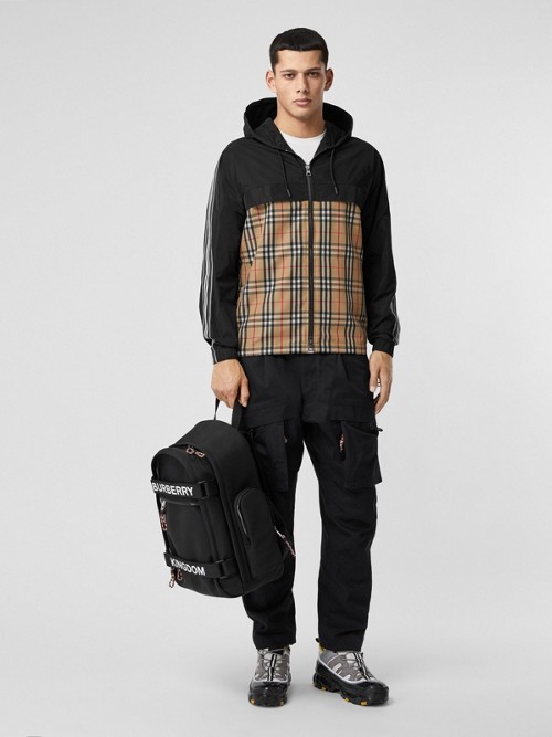 BURBERRY Check Panel Shape-memory Taffeta Hooded Jacket
