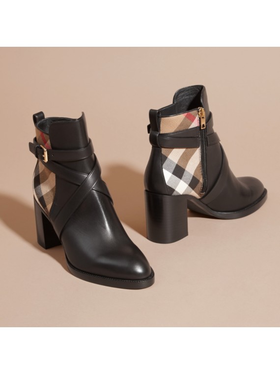 burberry house check ankle boots