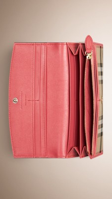 horseferry check and leather continental wallet