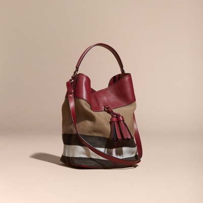 the medium ashby in canvas check and leather