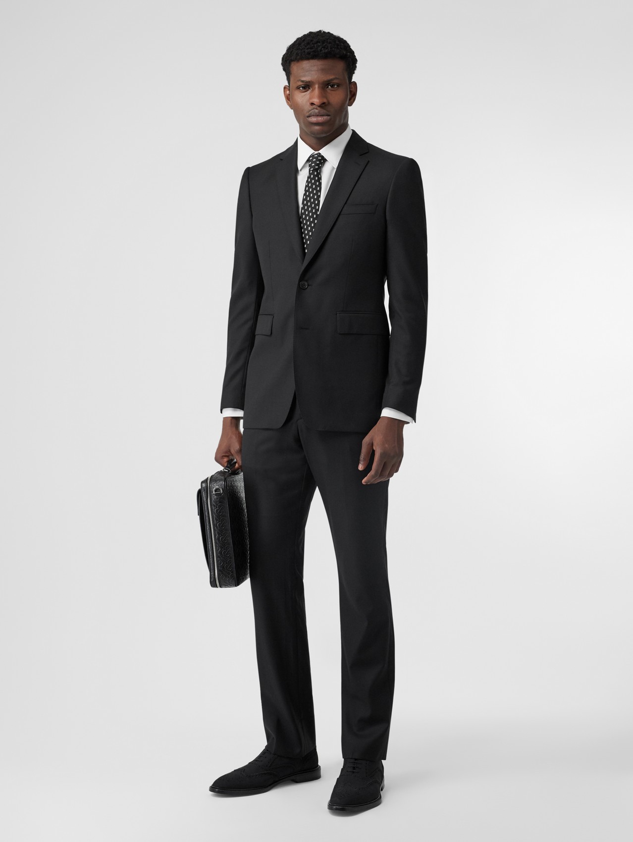 Classic Fit Wool Suit in Black
