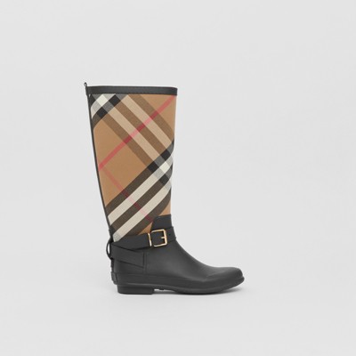 burberry women's check rubber rain boots
