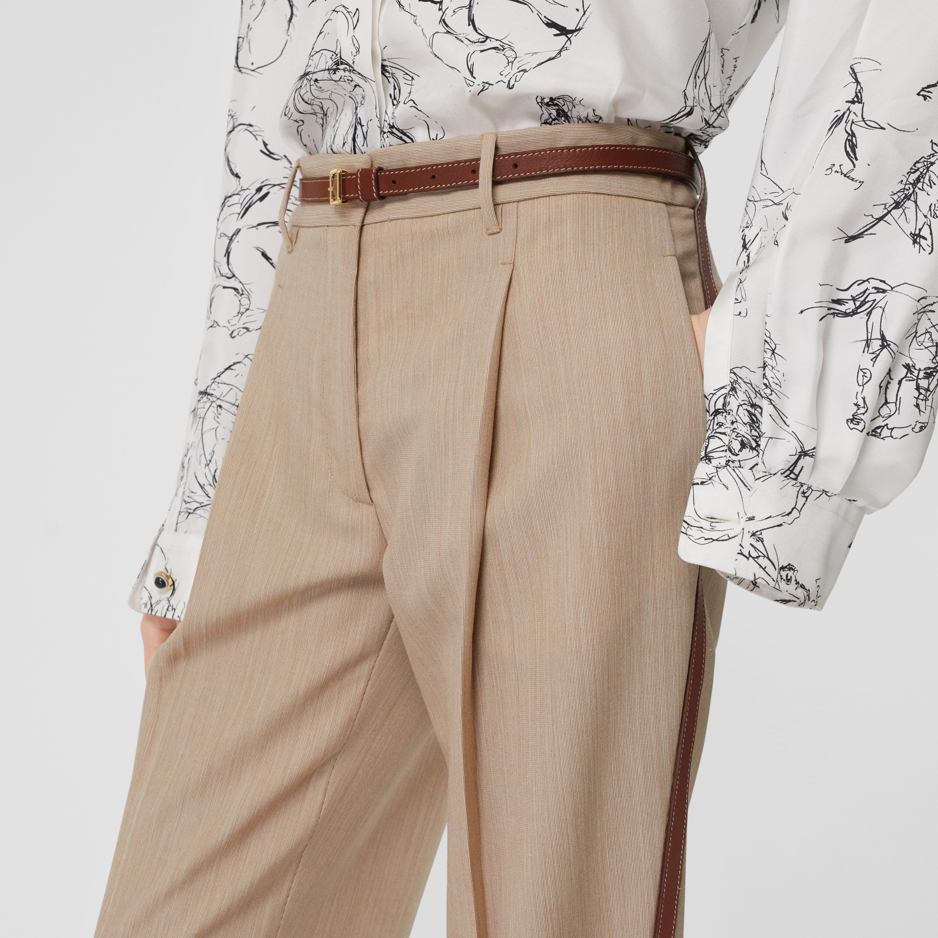 brown striped trousers