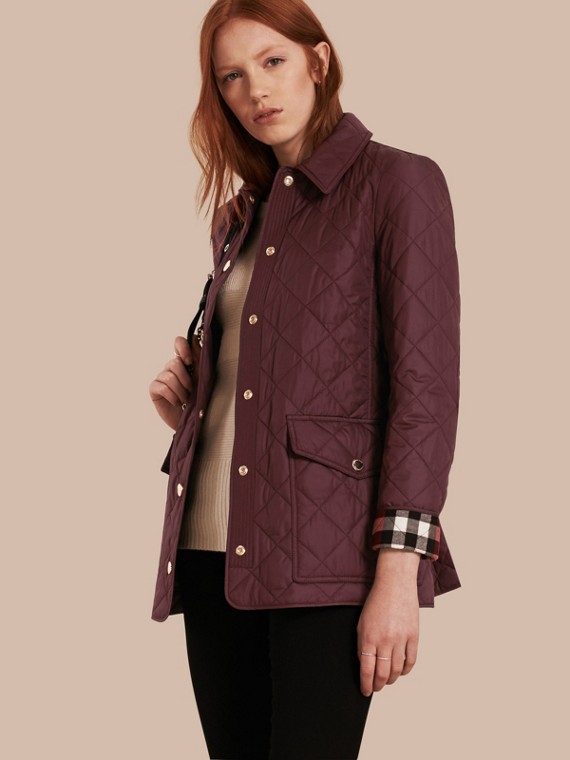 Women S Jackets Leather Bikers Er Burberry Check Detail Diamond Quilted Jacket Burdy