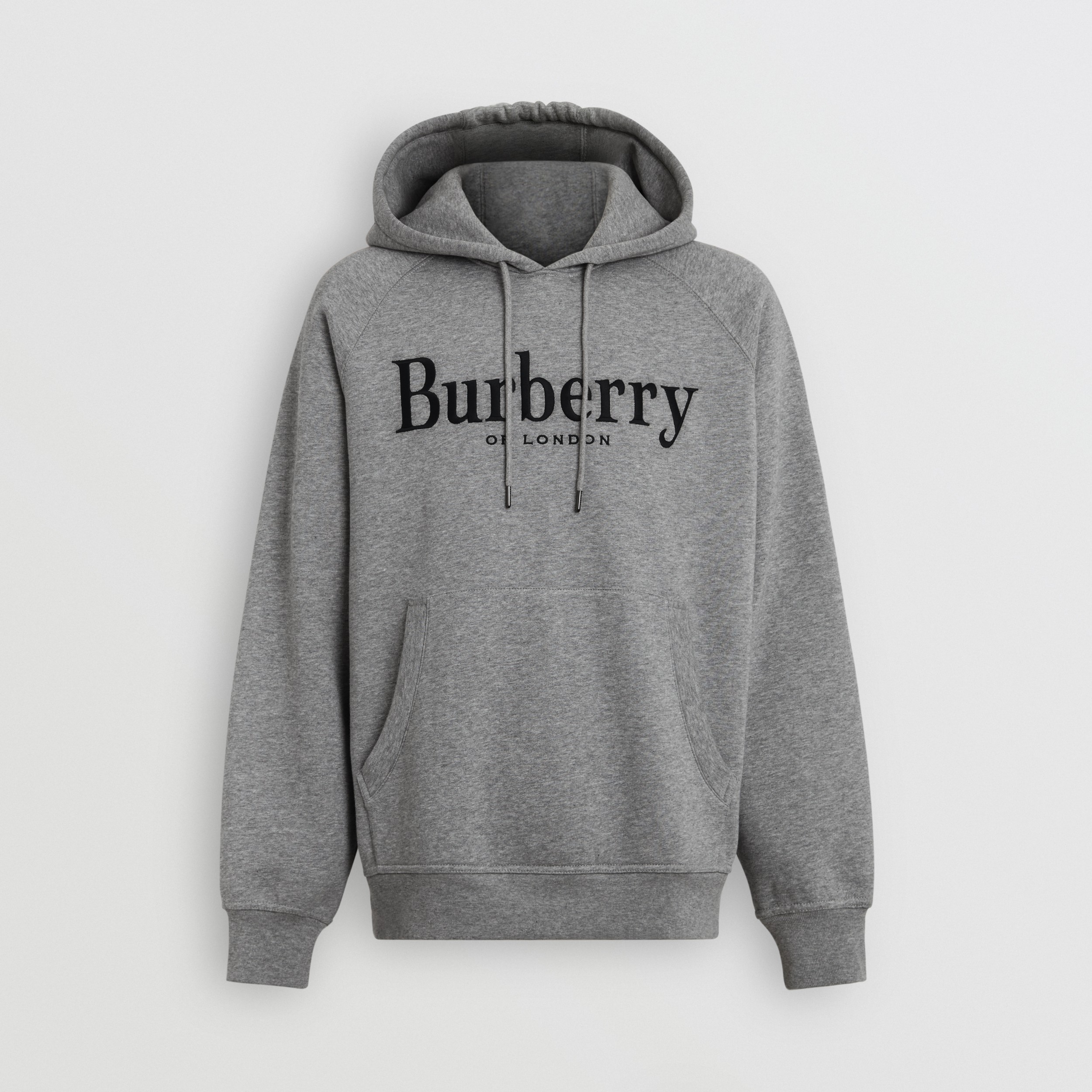 Embroidered Logo Jersey Hoodie in Pale Grey Melange | Burberry United