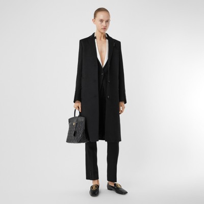 Wool Cashmere Tailored Coat in Black 