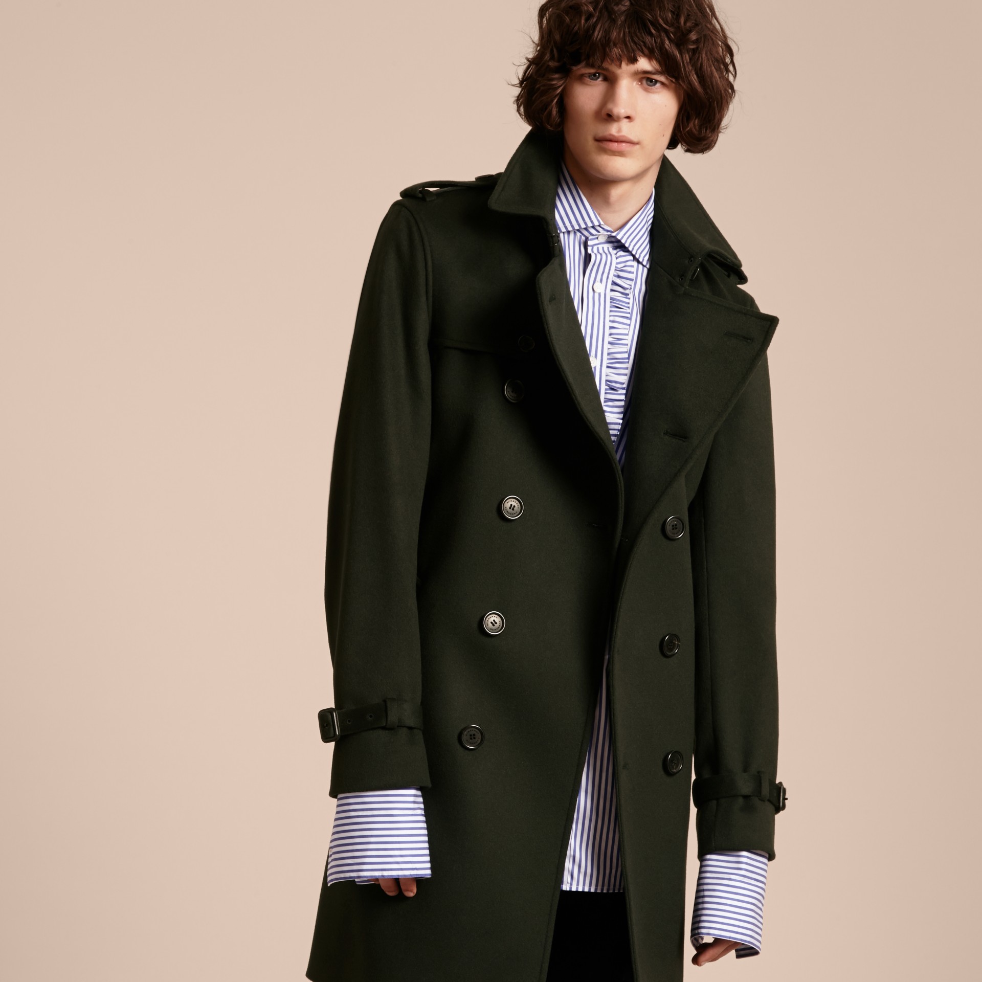 Cashmere Trench Coat in Dark Military Green - Men | Burberry United States