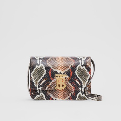 Small Python Print Leather TB Bag in 