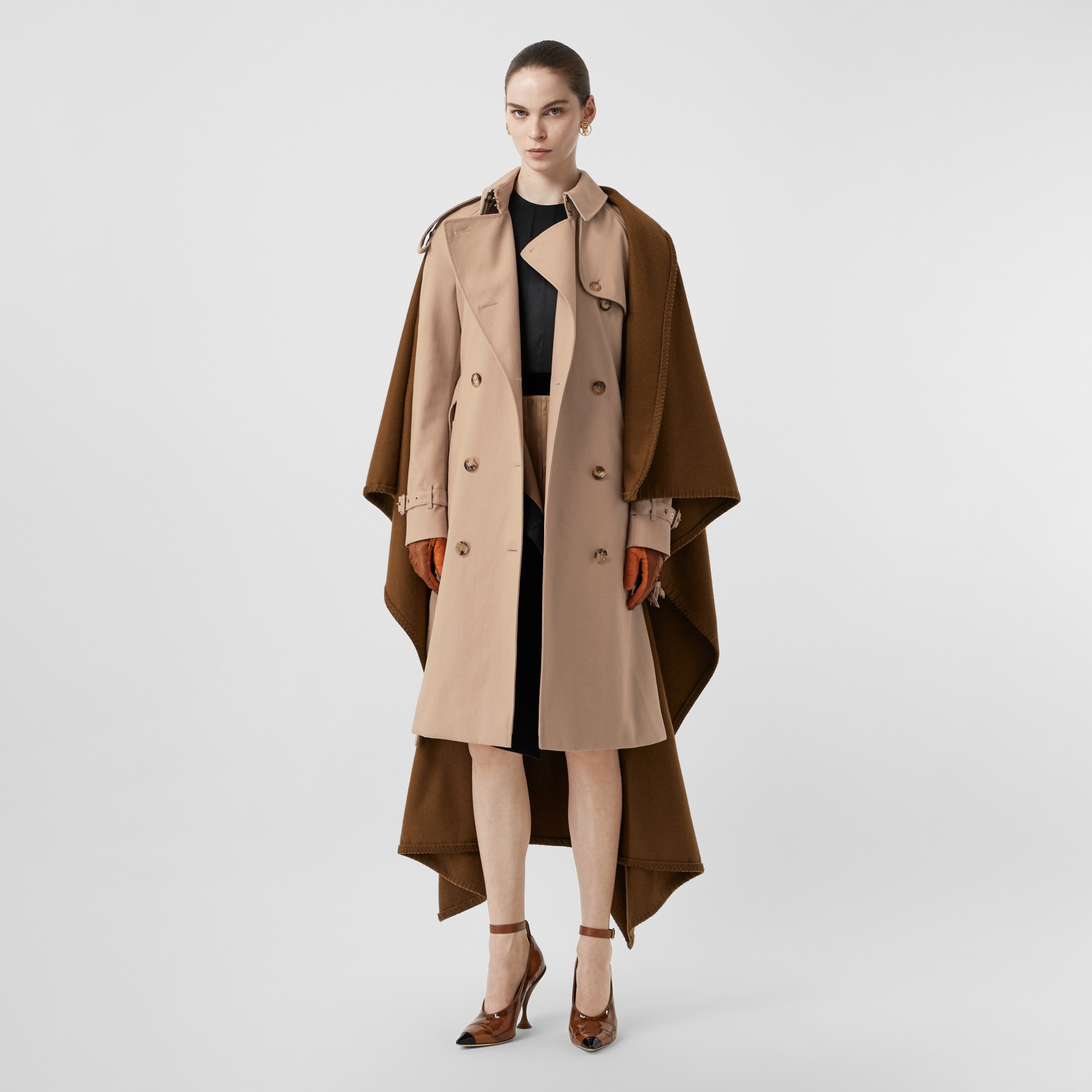 Blanket Detail Cotton Gabardine Trench Coat in Camel - Women | Burberry ...