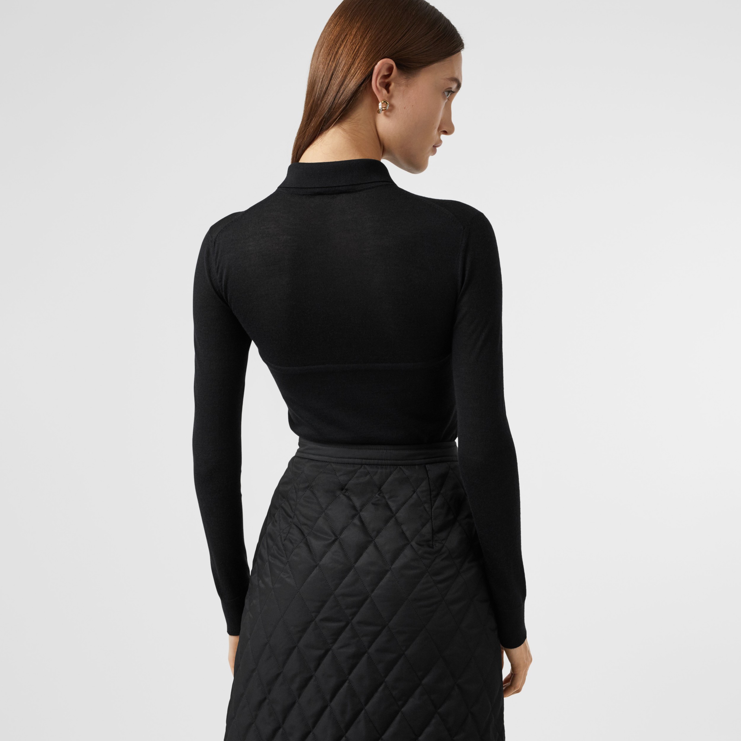 Corset Detail Knit Cashmere Silk Cardigan in Black - Women | Burberry ...