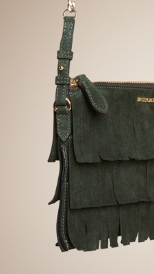 green suede clutch