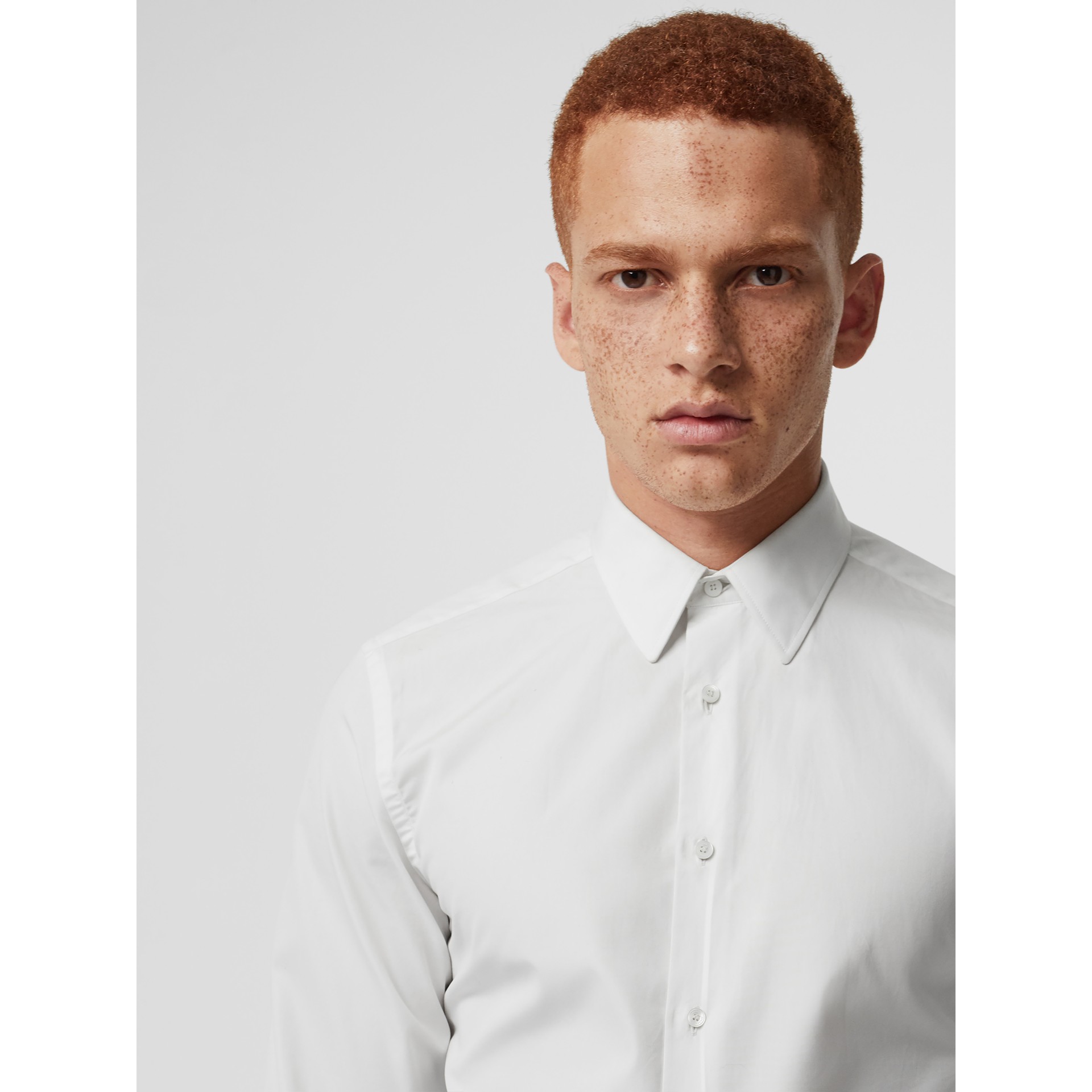 Slim Fit Cotton Poplin Shirt in White - Men | Burberry United States